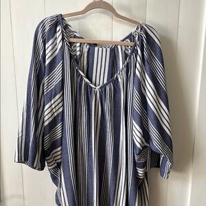 Mara Hoffman Oversized Blue and White Maxi Dress with 3/4 Sleeves